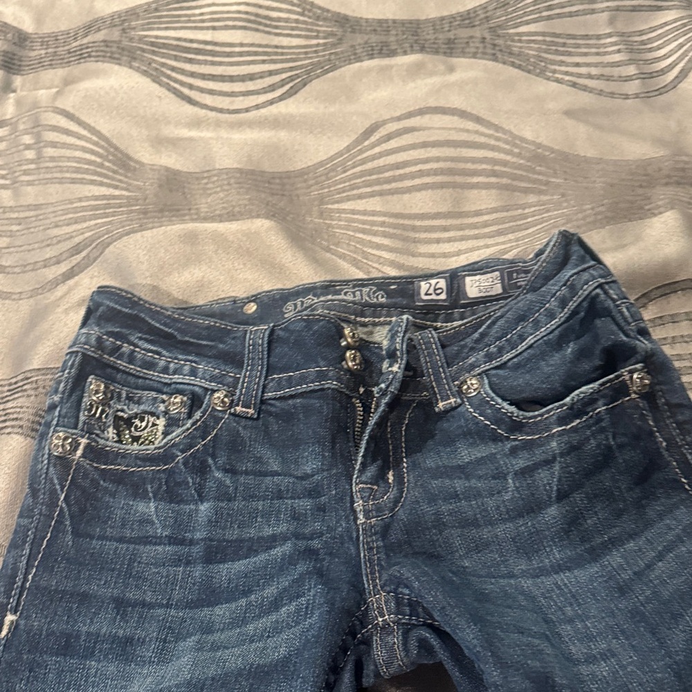 Miss Me Blue boot cut Jeans with Embellished Pockets